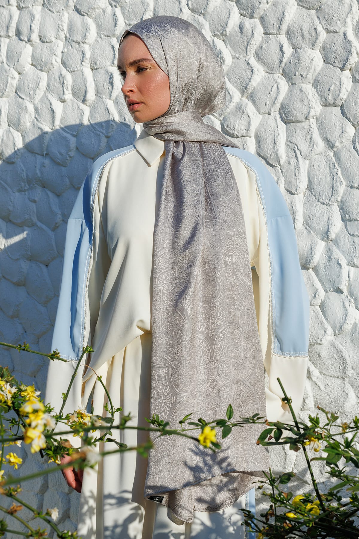 Shline Line Viscose Shawl - Mink-Stone Color