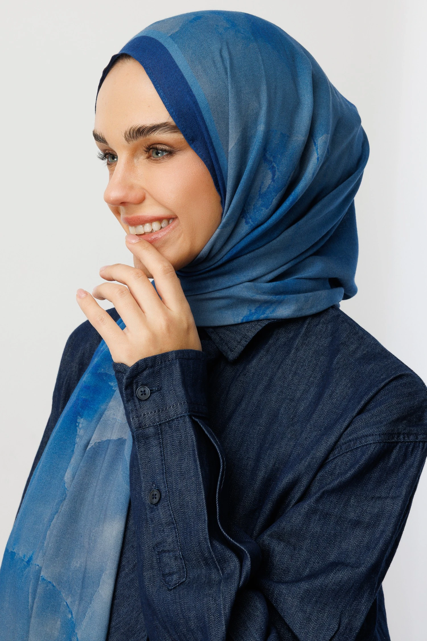 Toptan Moreal Desen Rami Şal - Lacivert