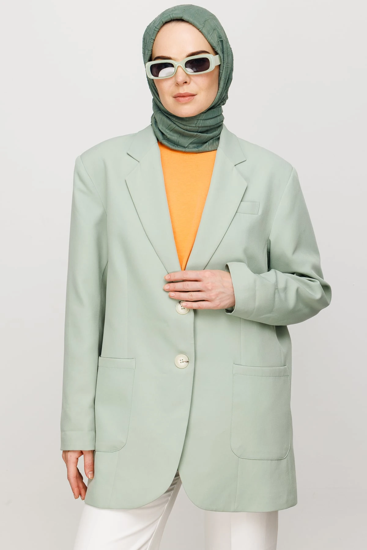 Pleated Bamboo Scarf - Mold Green