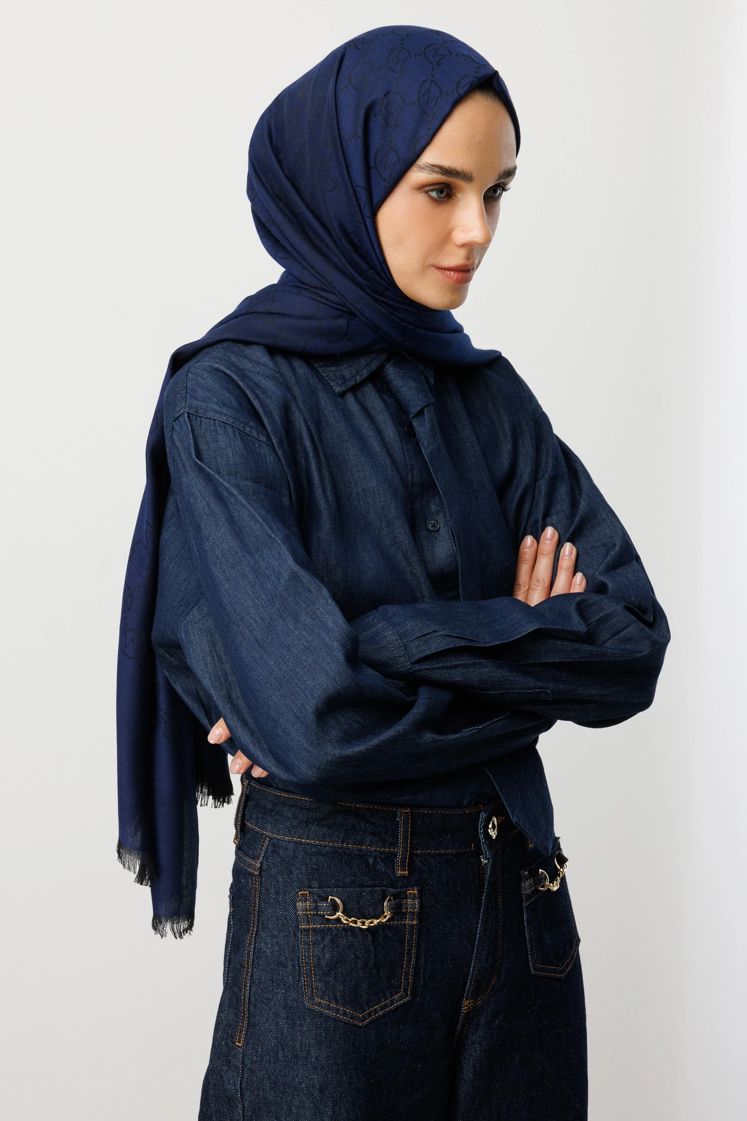 Toptan Yün İpek Şal - Safir