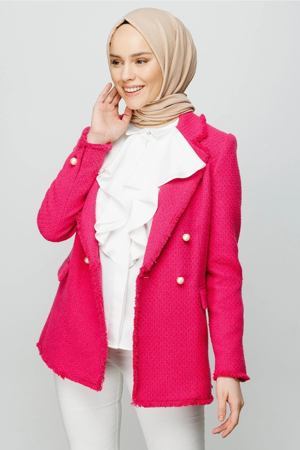 Toptan Pamuk Kraş Şal - Kum Beji