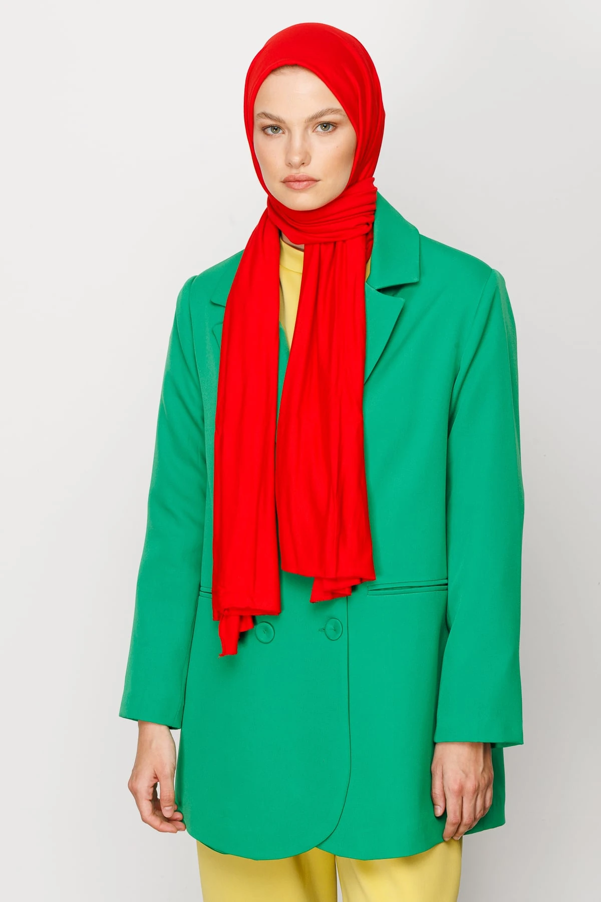 Toptan Penye Şal - Kırmızı