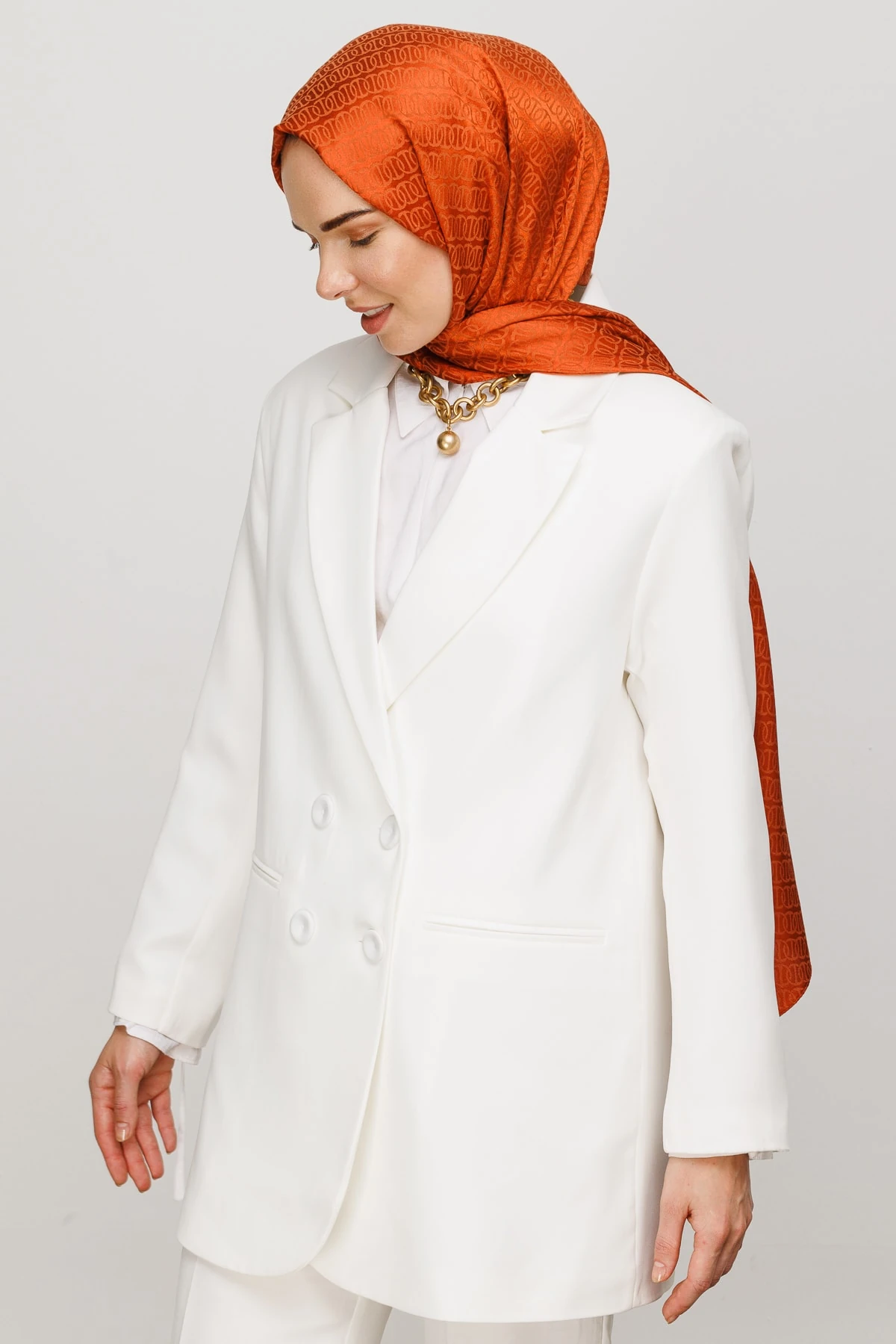 Wholesale Forever Pattern Shiny Jacquard Shawl - Tile