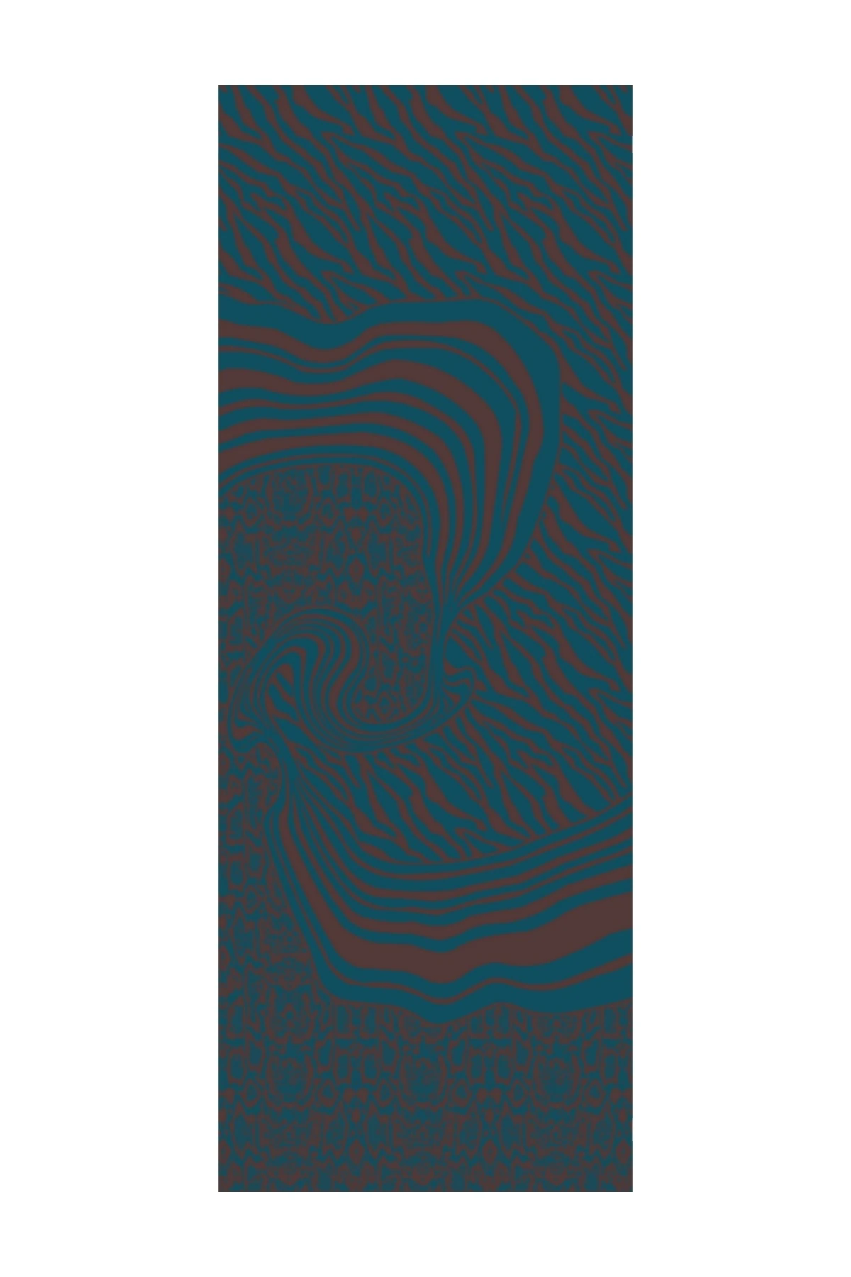 Riad-Pattern Reversible Shawl - Bitter Brown-Petroleum Blue