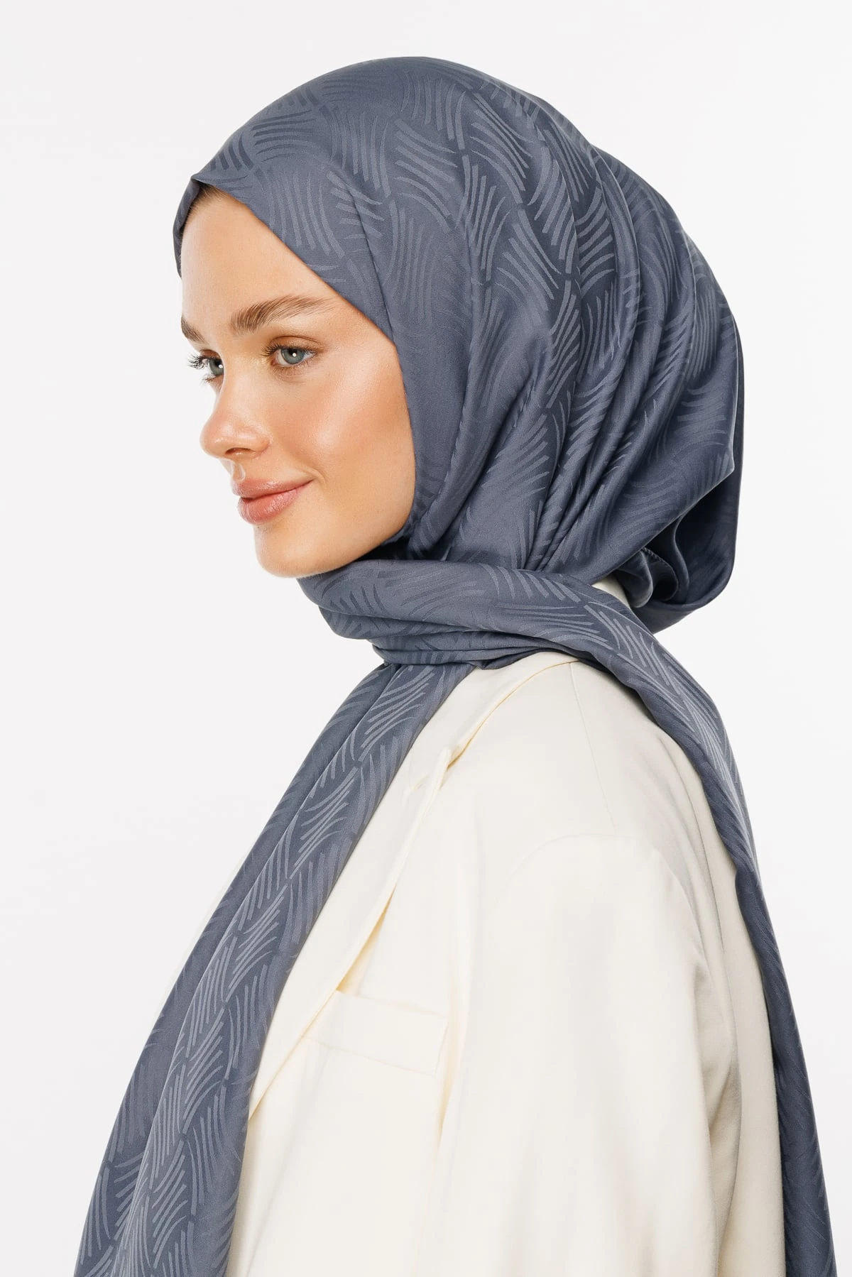 Toptan Aura Desen İpeksi Jakar Şal - Füme