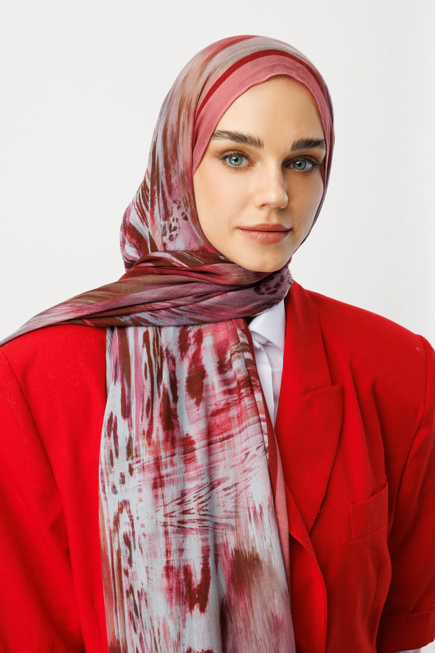 Wholesale Leopard Pattern Ramie Shawl - Claret Red