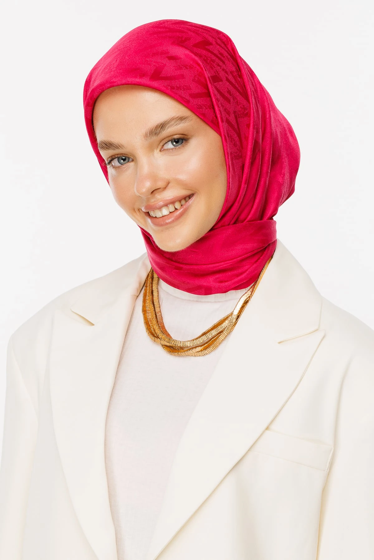 Luxury Jacquard Scarf - Fuchsia