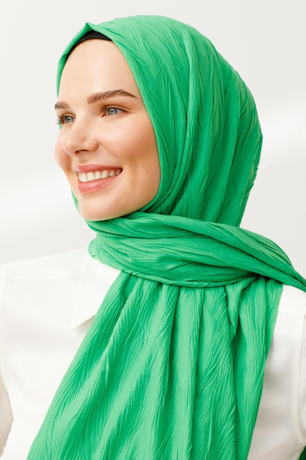 Toptan Piliseli Bambu Şal - Benetton Yeşili