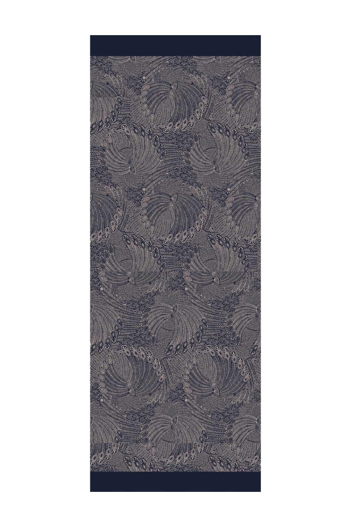 Toptan Mayra Desen Çift Taraflı Şal - Lacivert-Bej