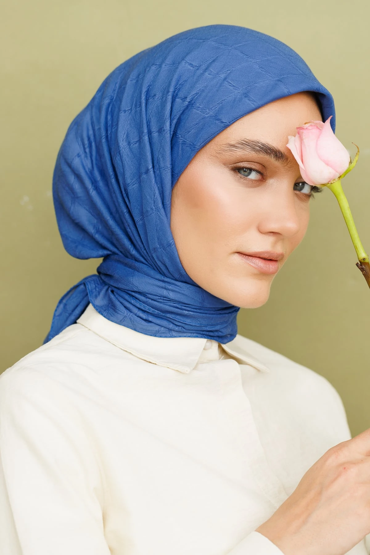 Bamboo Jacquard Scarf - Indigo