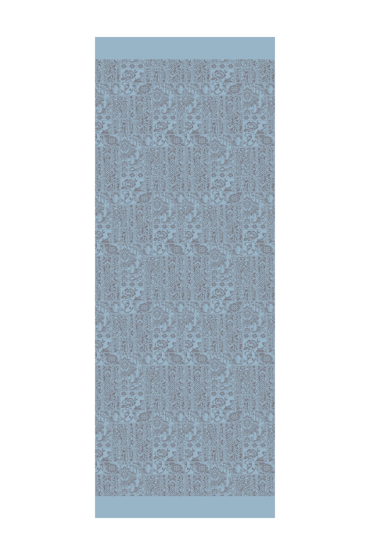 Toptan Henna Desen Çift Taraflı Şal - Koyu Gri-Açık Mavi