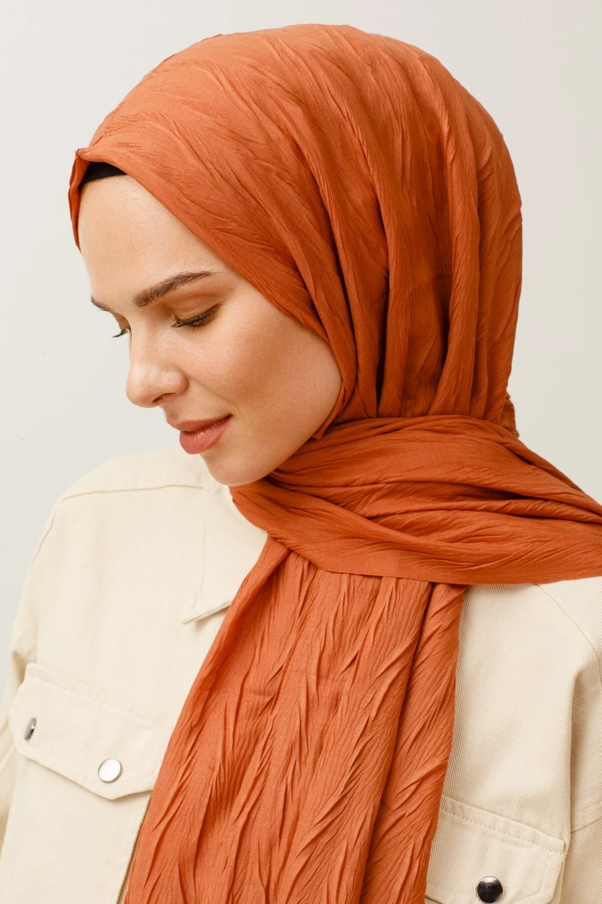 Pleated Bamboo Shawl - Light Tile