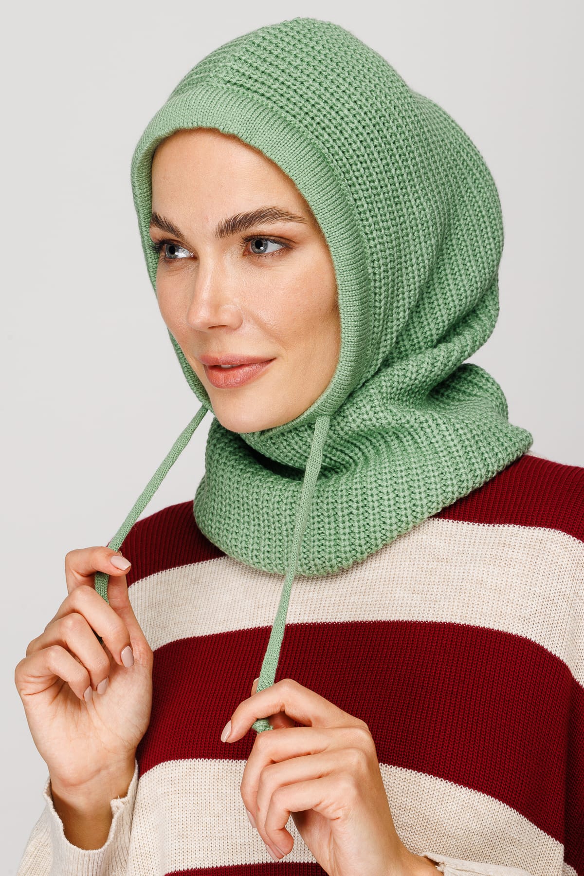 Toptan Balaclava Triko Başlık - Mint Yeşili