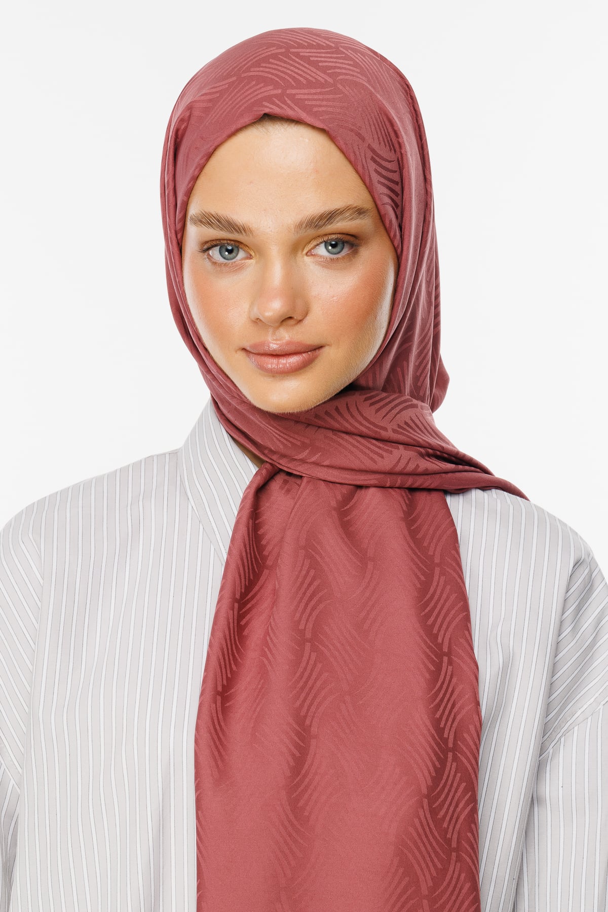 Aura Pattern Silk Jacquard Shawl - Dried Rose