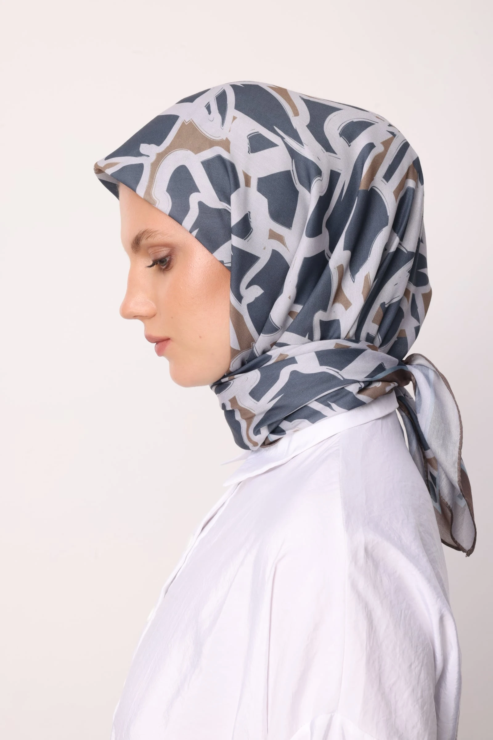 Zyra Patterned Cotton Scarf - Slate