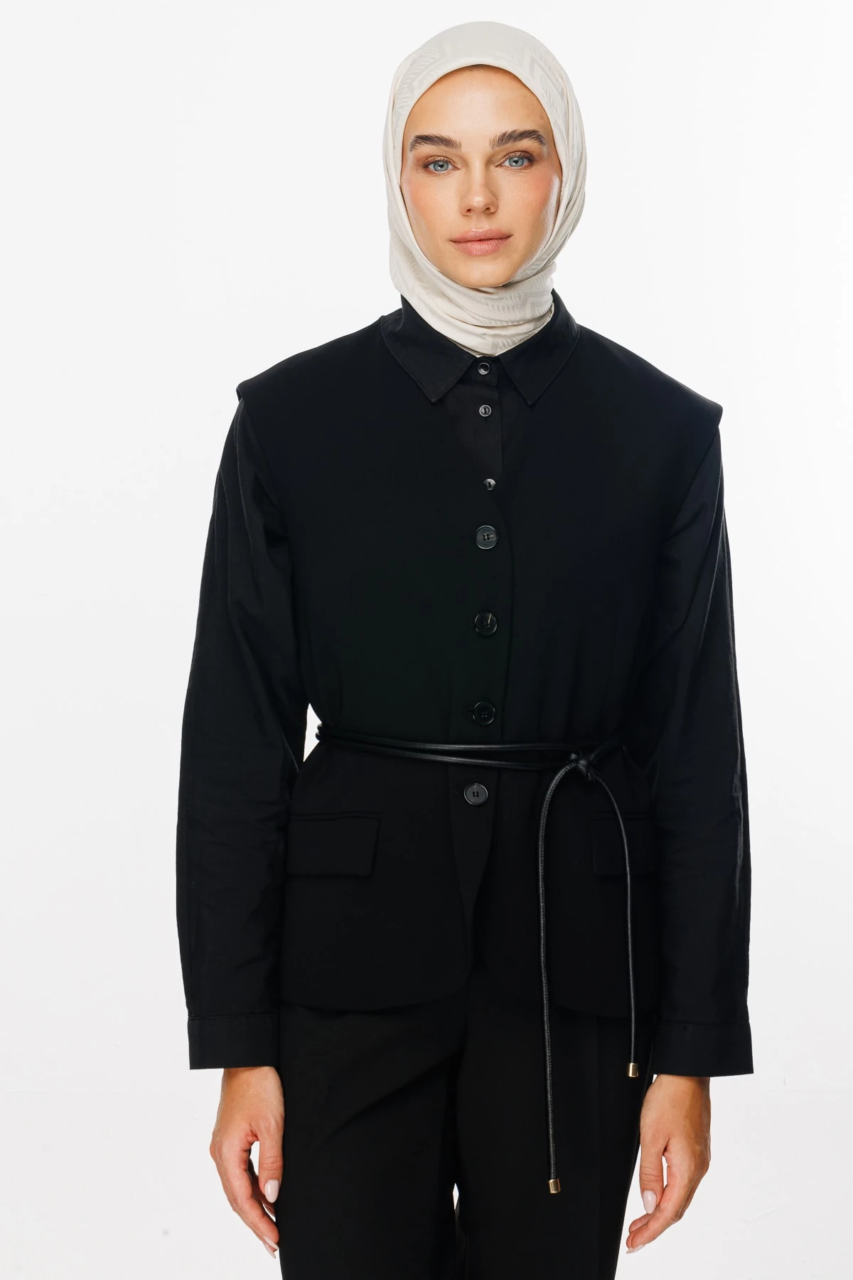 Viora Pattern Silky Jacquard Scarf - Pearl