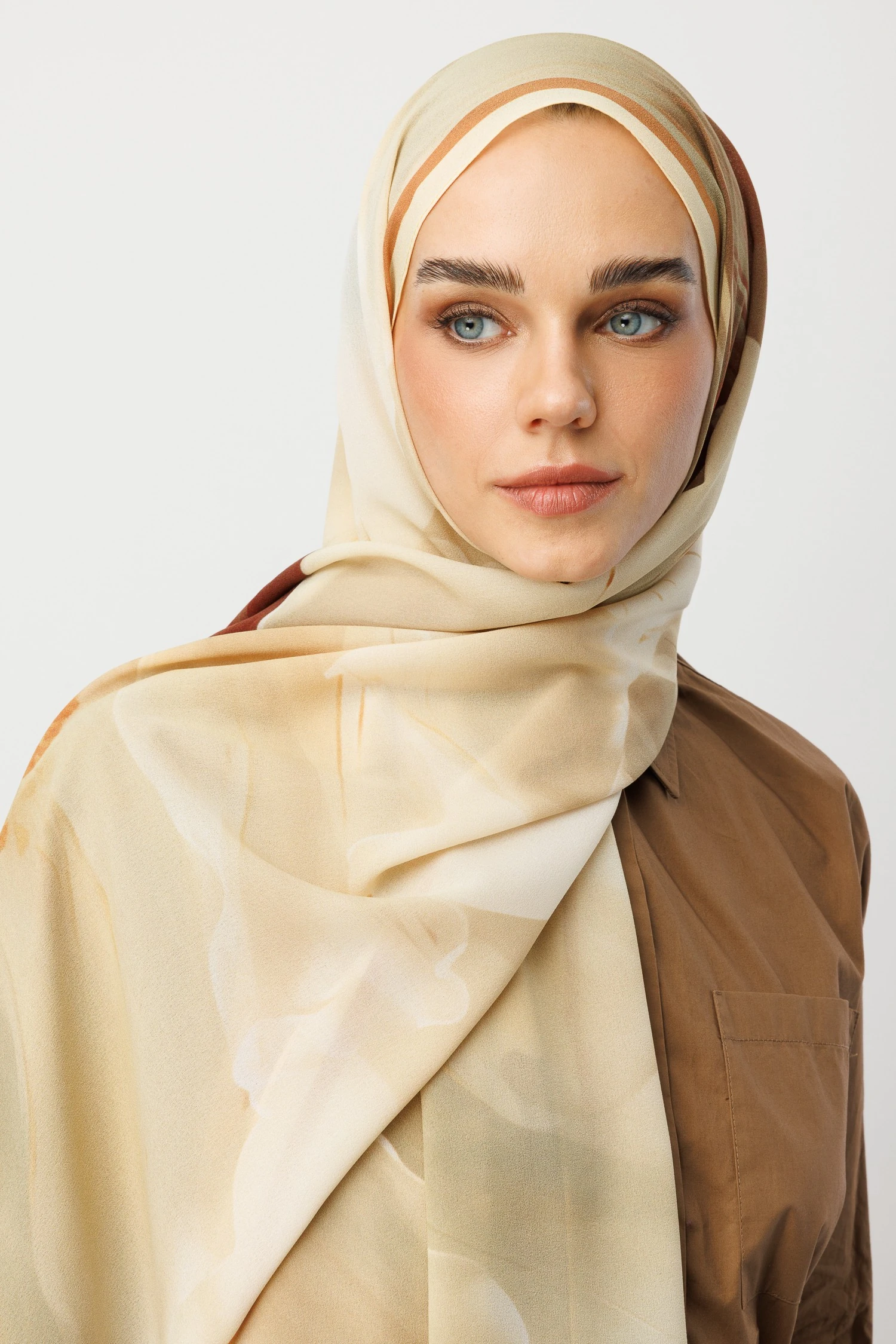 Toptan Pure Desen Hebei İpek Şal - Krem