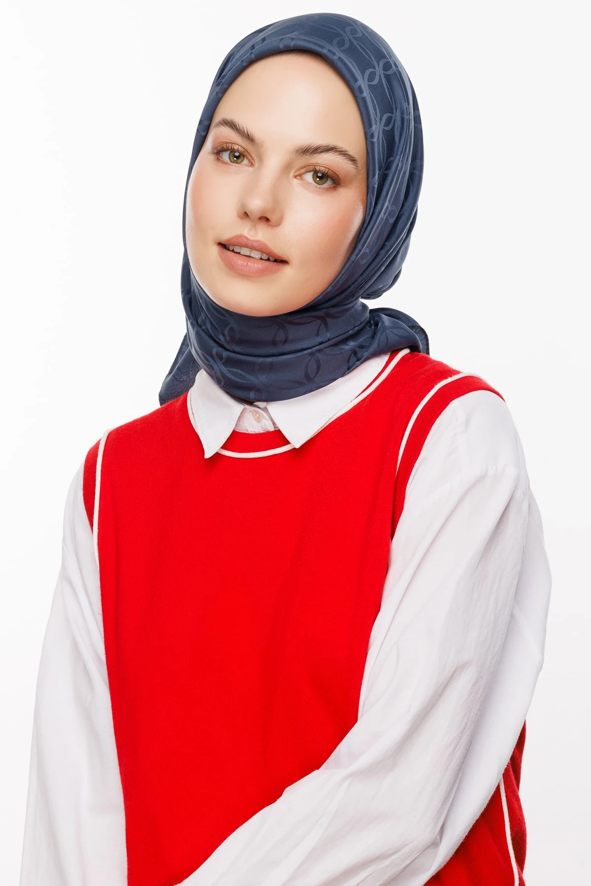 London Pattern Silky Jacquard Scarf - Anthracite