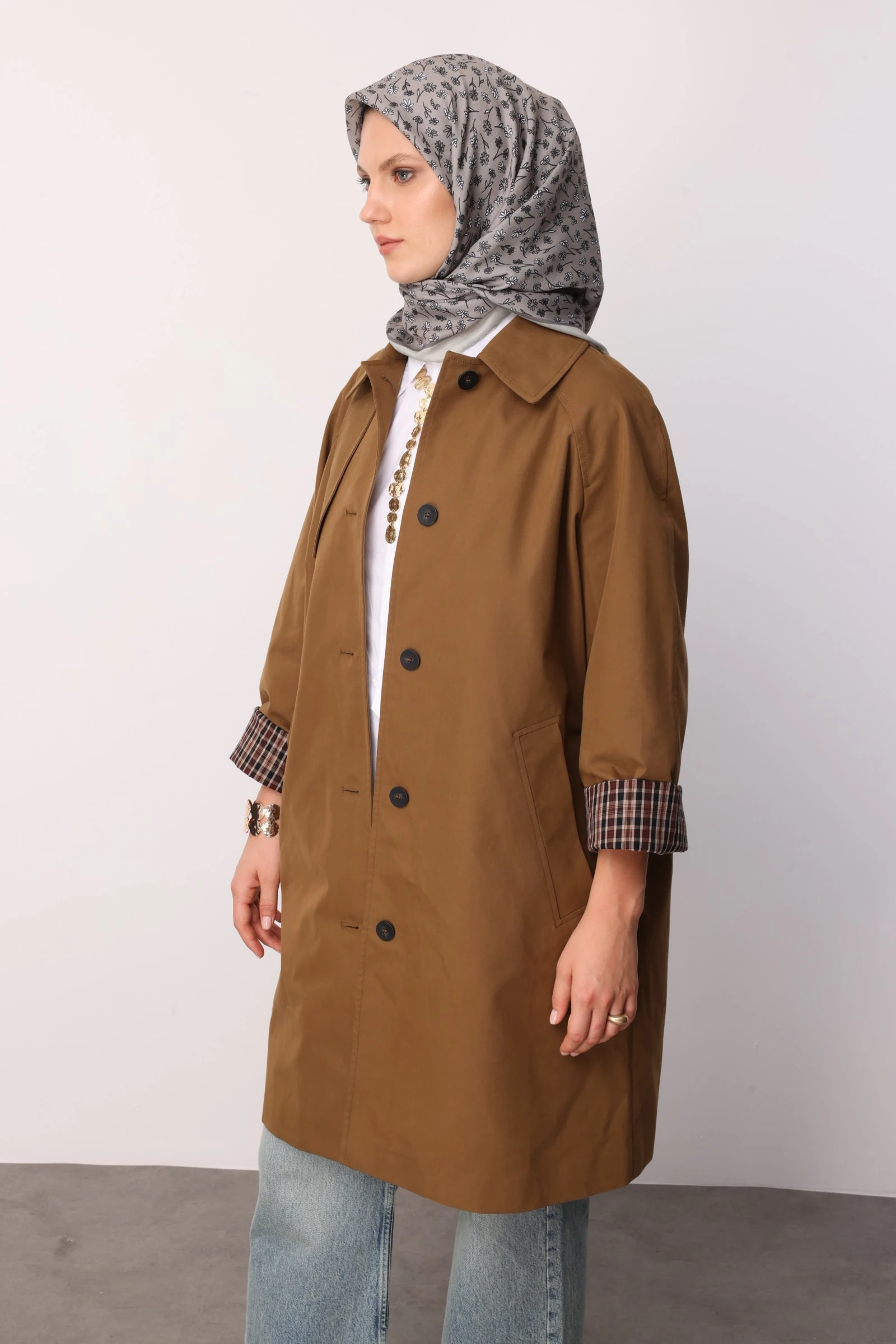 Wholesale Minor Pattern Cotton Scarf - Walnut