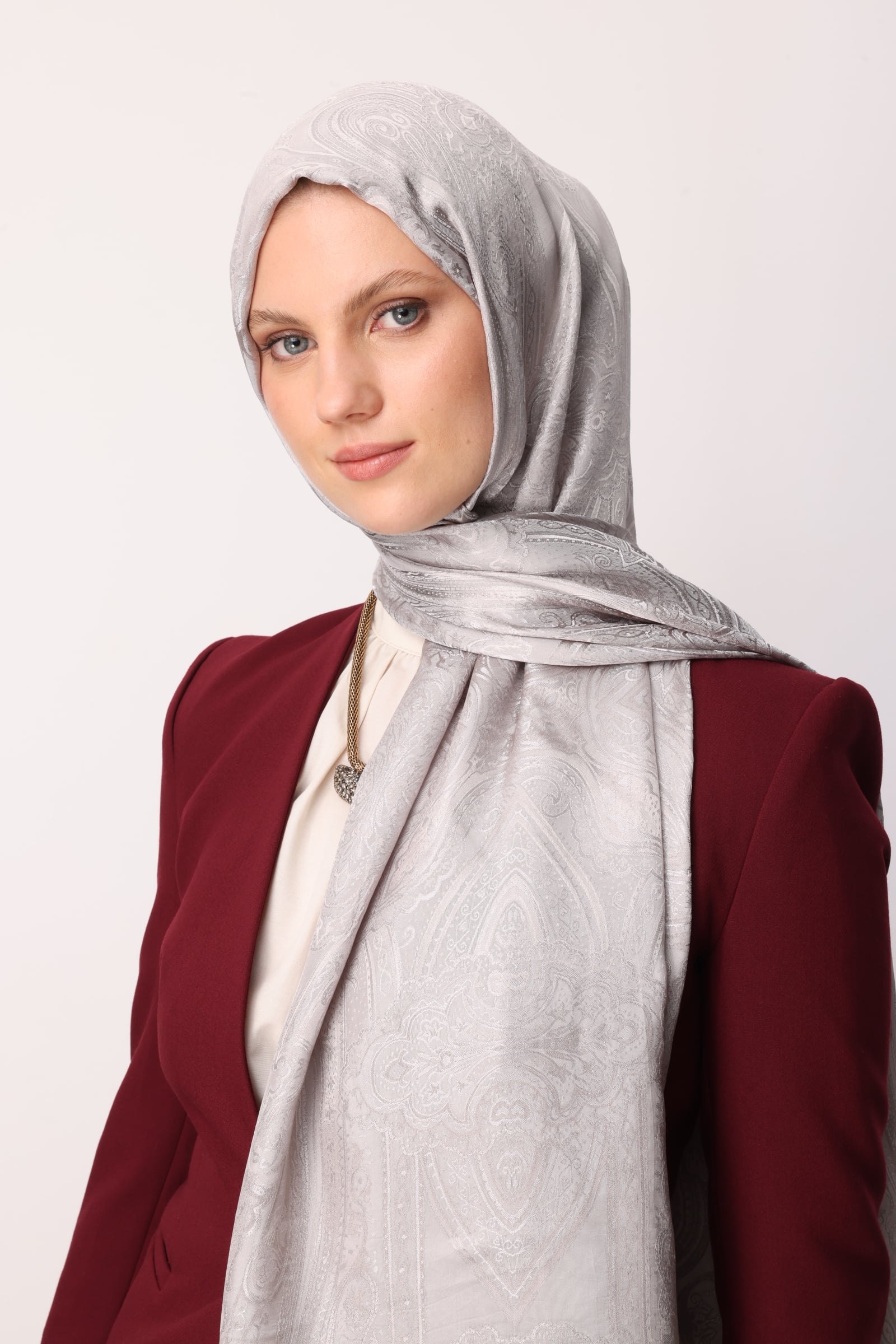 Toptan Moren Desen Shine Line Şal - Vizon-Taş Rengi