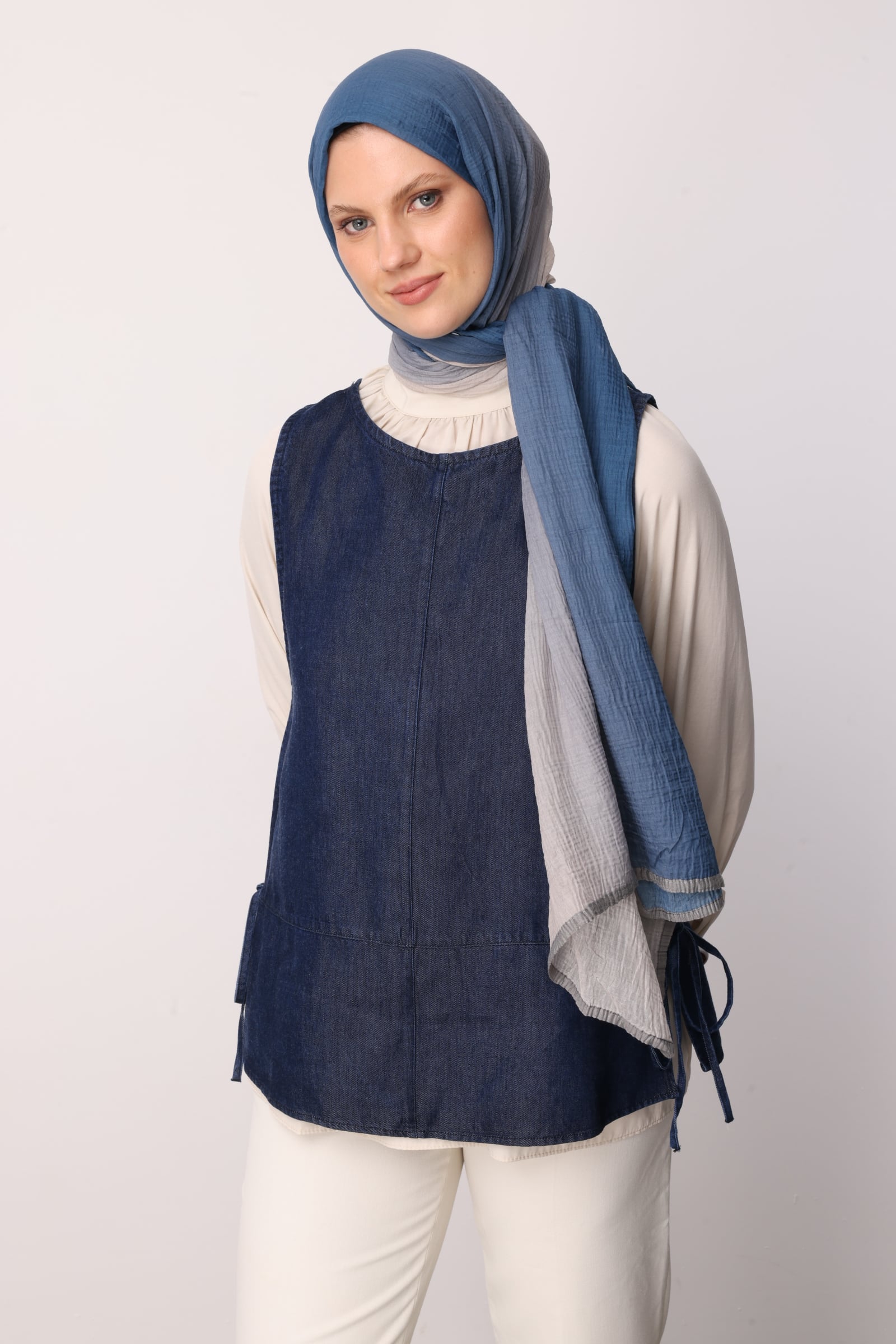 Ombre Muslin Shawl - Indigo