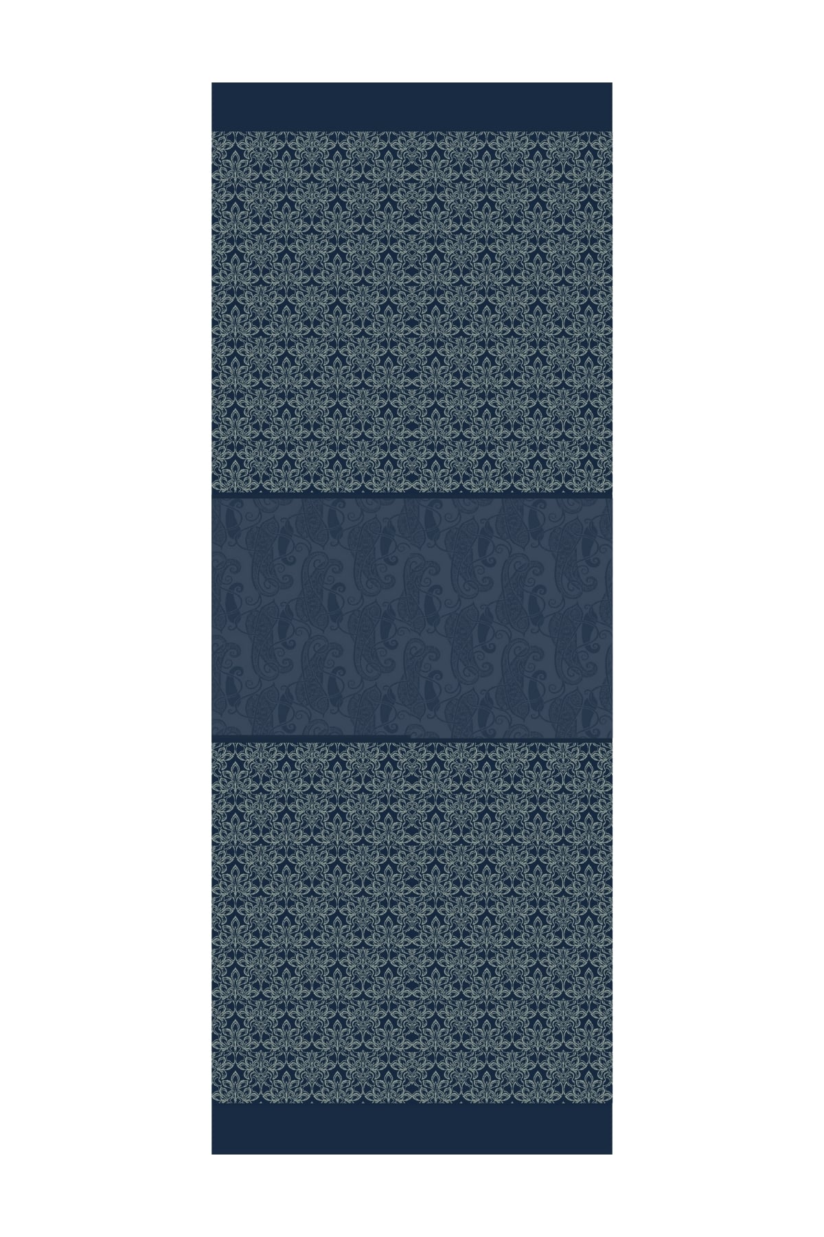 Nora-Pattern Reversible Shawl - Navy Blue-Aqua Green