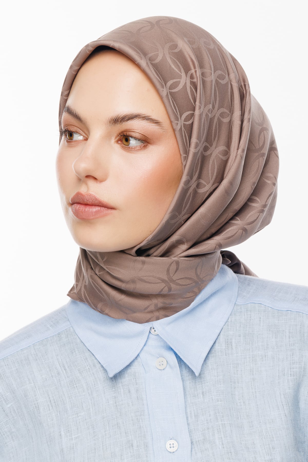 London Pattern Silky Jacquard Scarf - Canyon