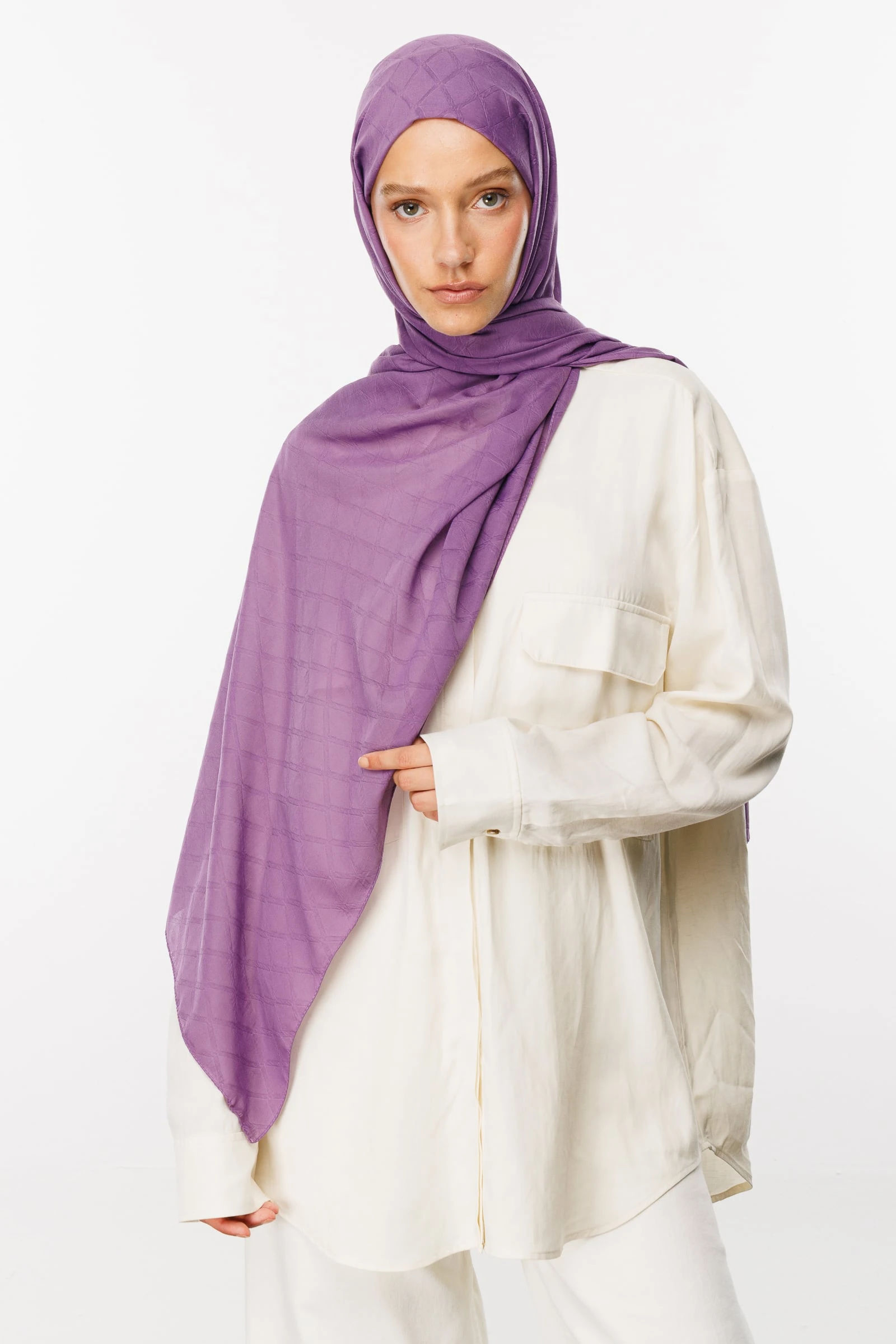 Bamboo Jacquard Shawl - Violet