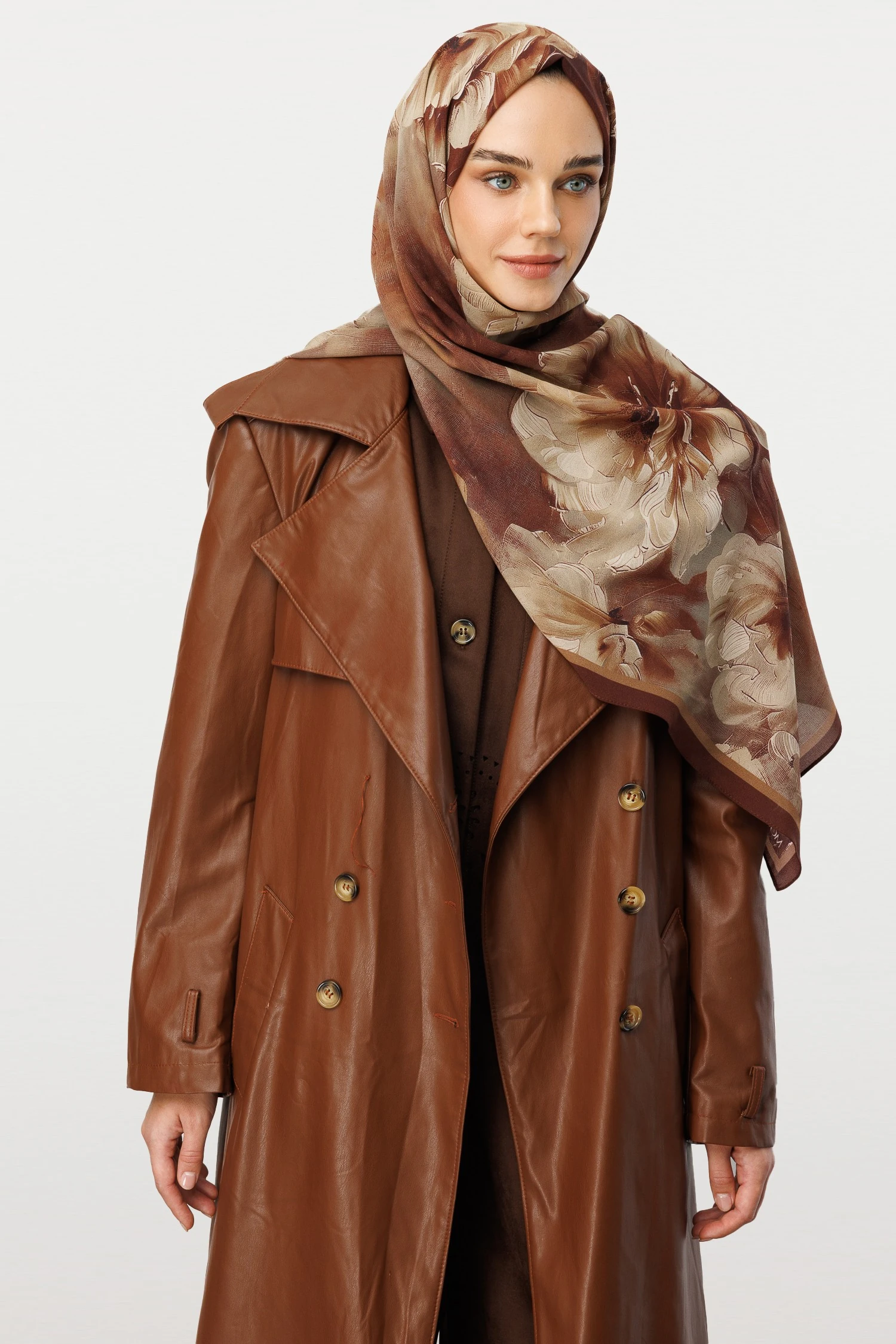 Toptan Rose Desen Hebei İpek Şal - Gül Kurusu