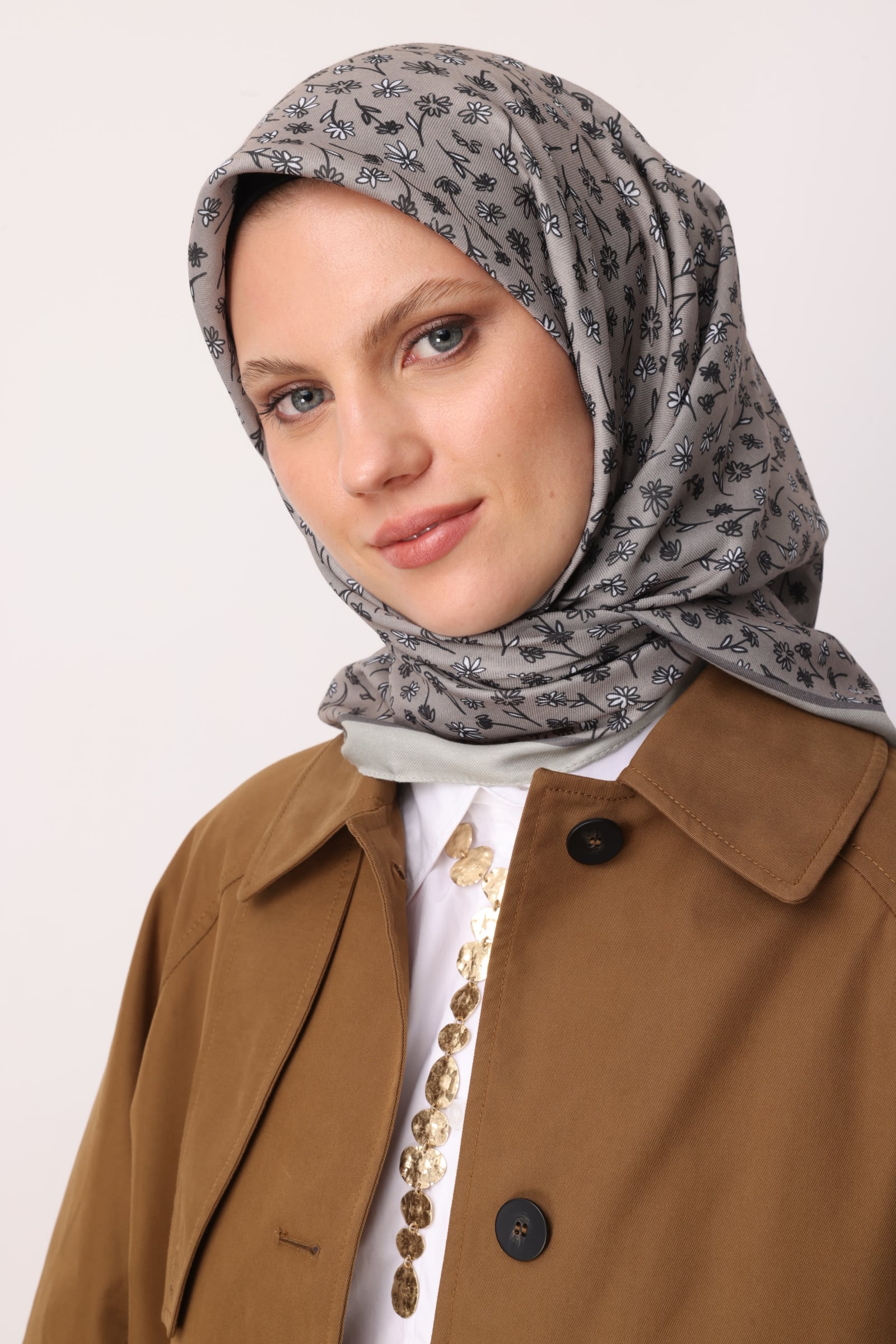 Wholesale Minor Pattern Cotton Scarf - Walnut