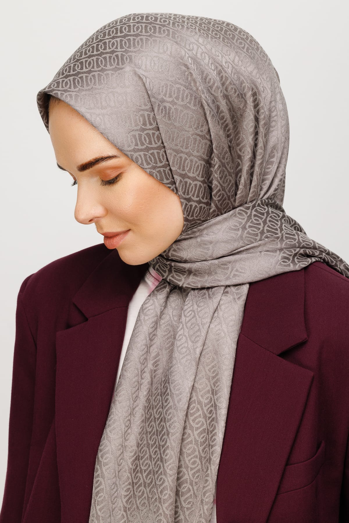 Wholesale Forever Pattern Shiny Jacquard Shawl - Duman