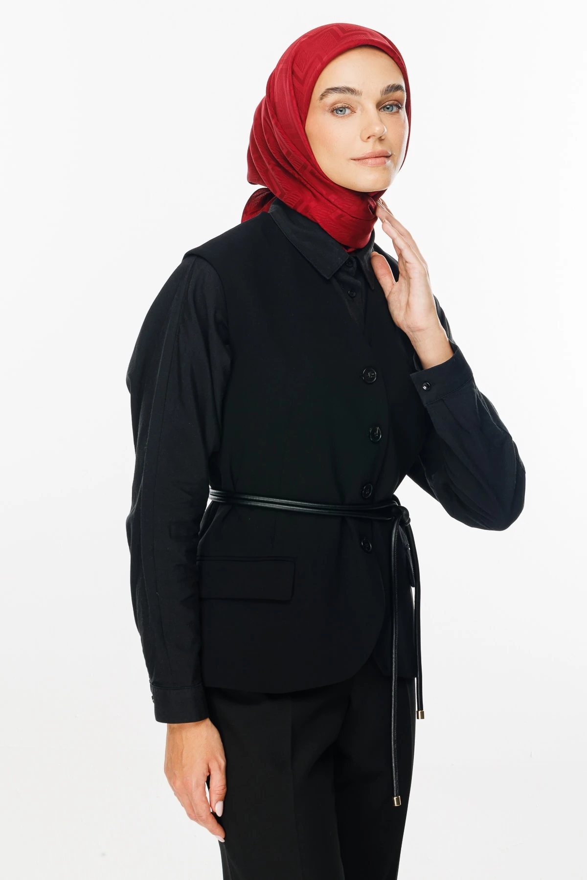 Viora Pattern Silky Jacquard Scarf - Cherry Rot