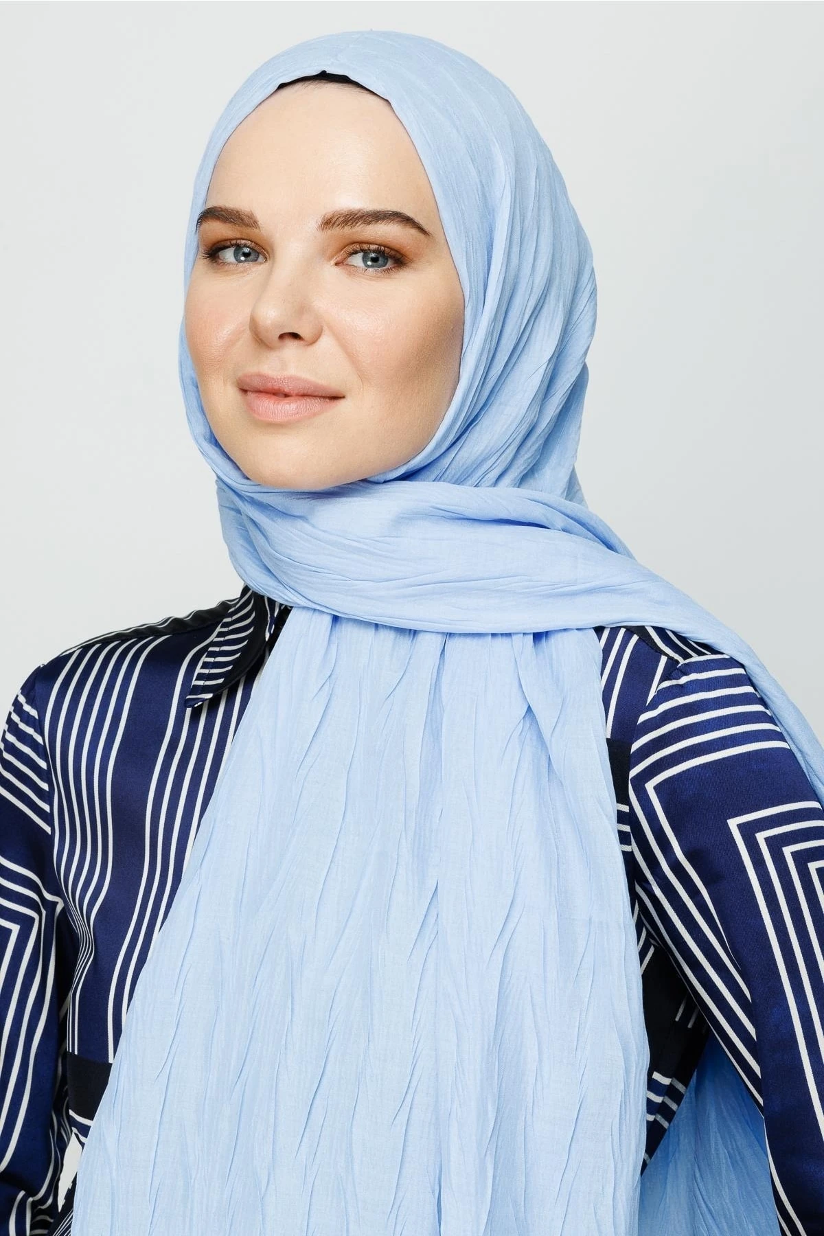 Pleated Bamboo Shawl - Baby Blue