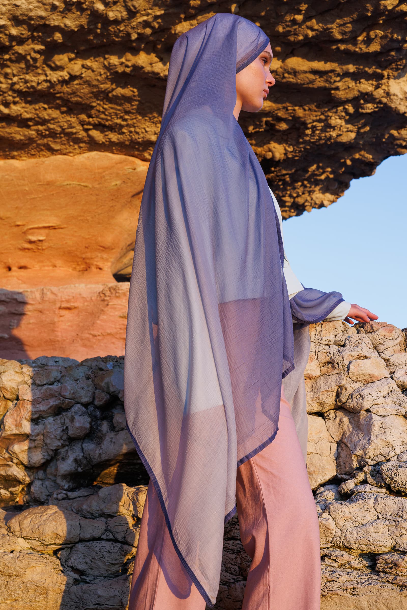 Toptan Degrade Müslin Şal - Lavanta