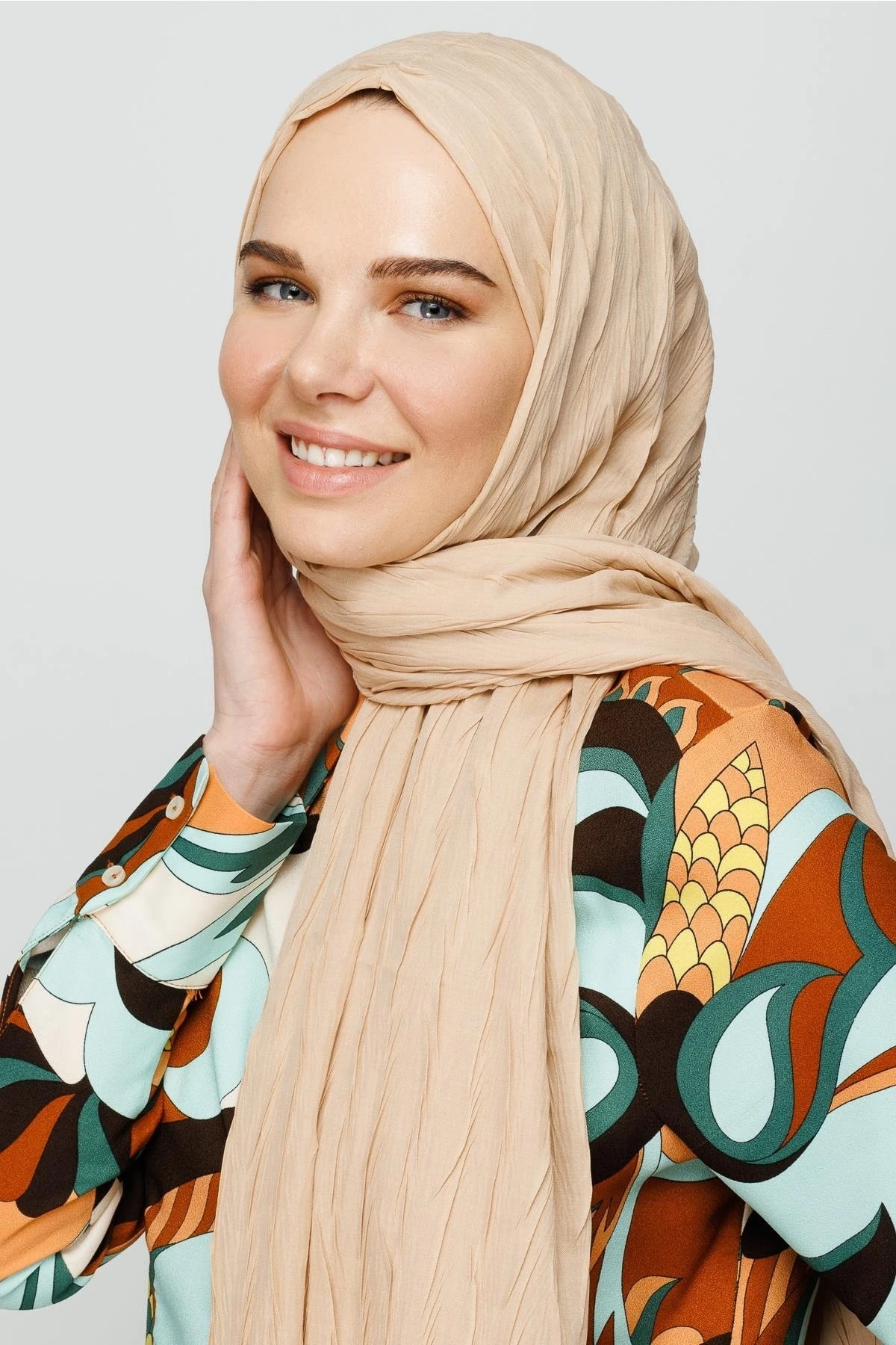 Toptan Piliseli Bambu Şal - Kum Beji