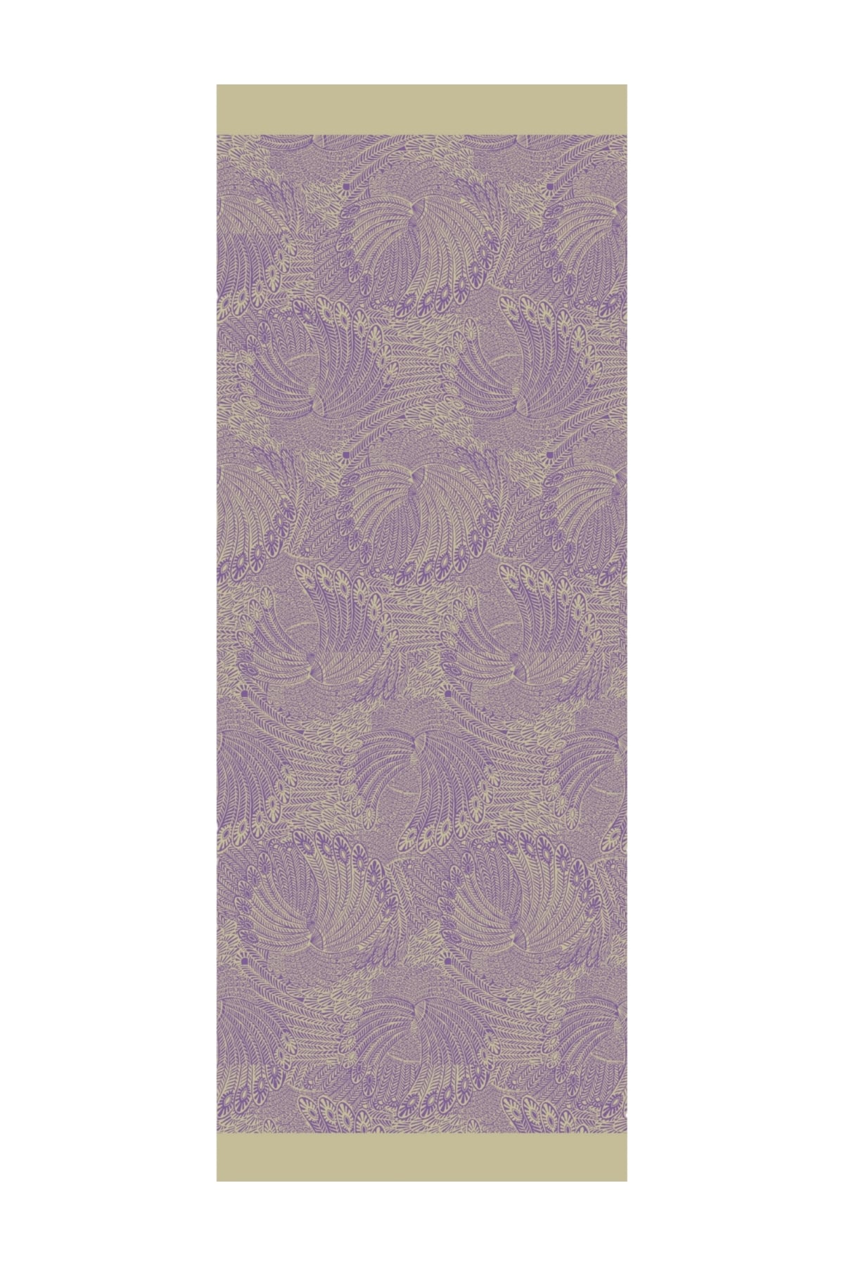 Toptan Mayra Desen Çift Taraflı Şal - Zeytin-Mor