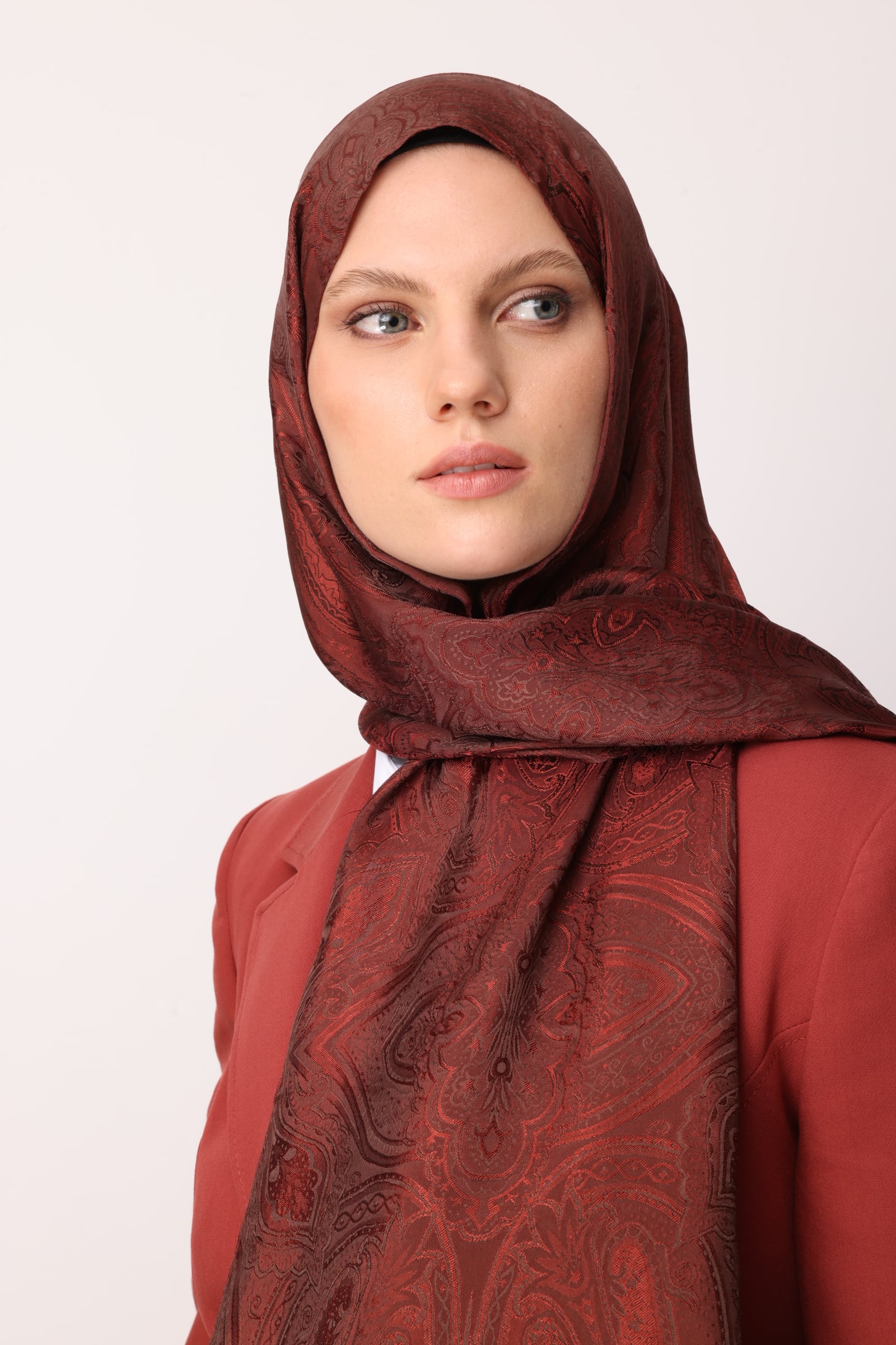 Toptan Liva Desen Shine Line Şal - Acı Kahve-Kahve