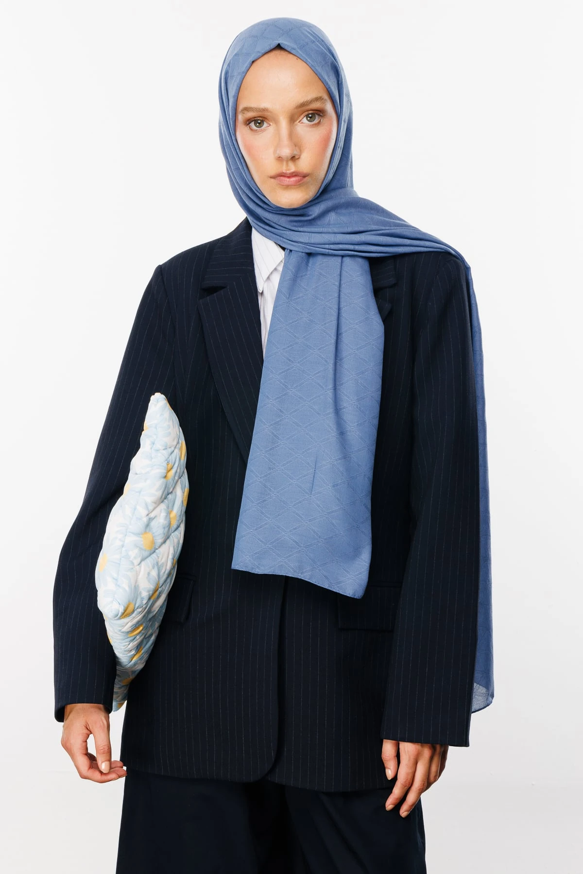 Bamboo Jacquard Shawl - Sky Blue