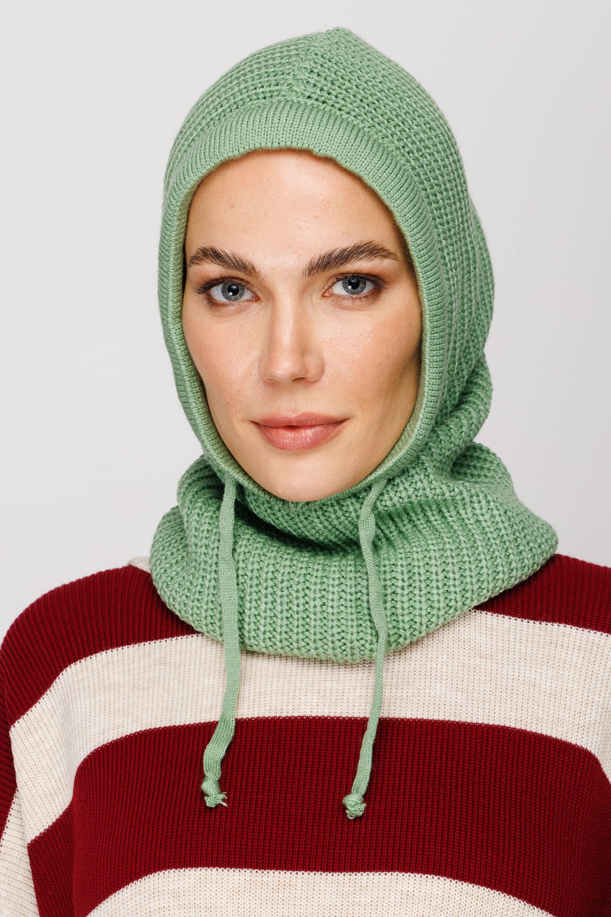 Toptan Balaclava Triko Başlık - Mint Yeşili