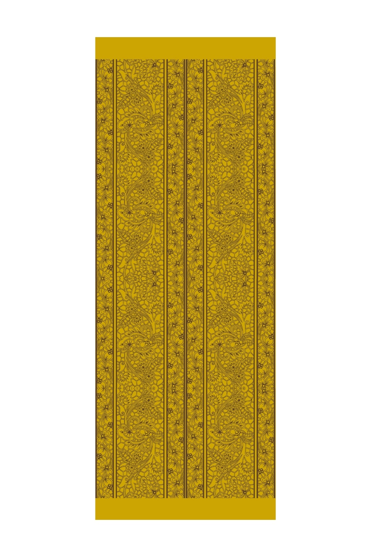 Lavin-Pattern Reversible Shawl - Bitter Coffee-Mustard