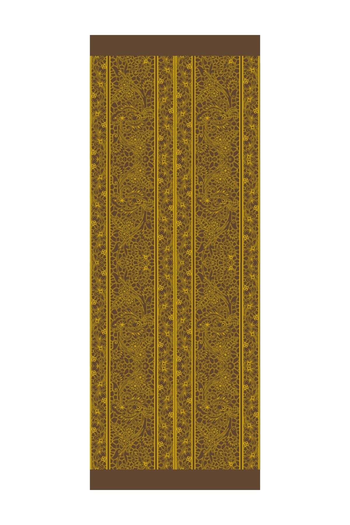 Lavin-Pattern Reversible Shawl - Bitter Coffee-Mustard