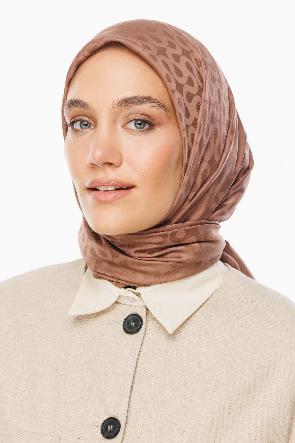 Moon Pattern Silky Jacquard Scarf - Yalı