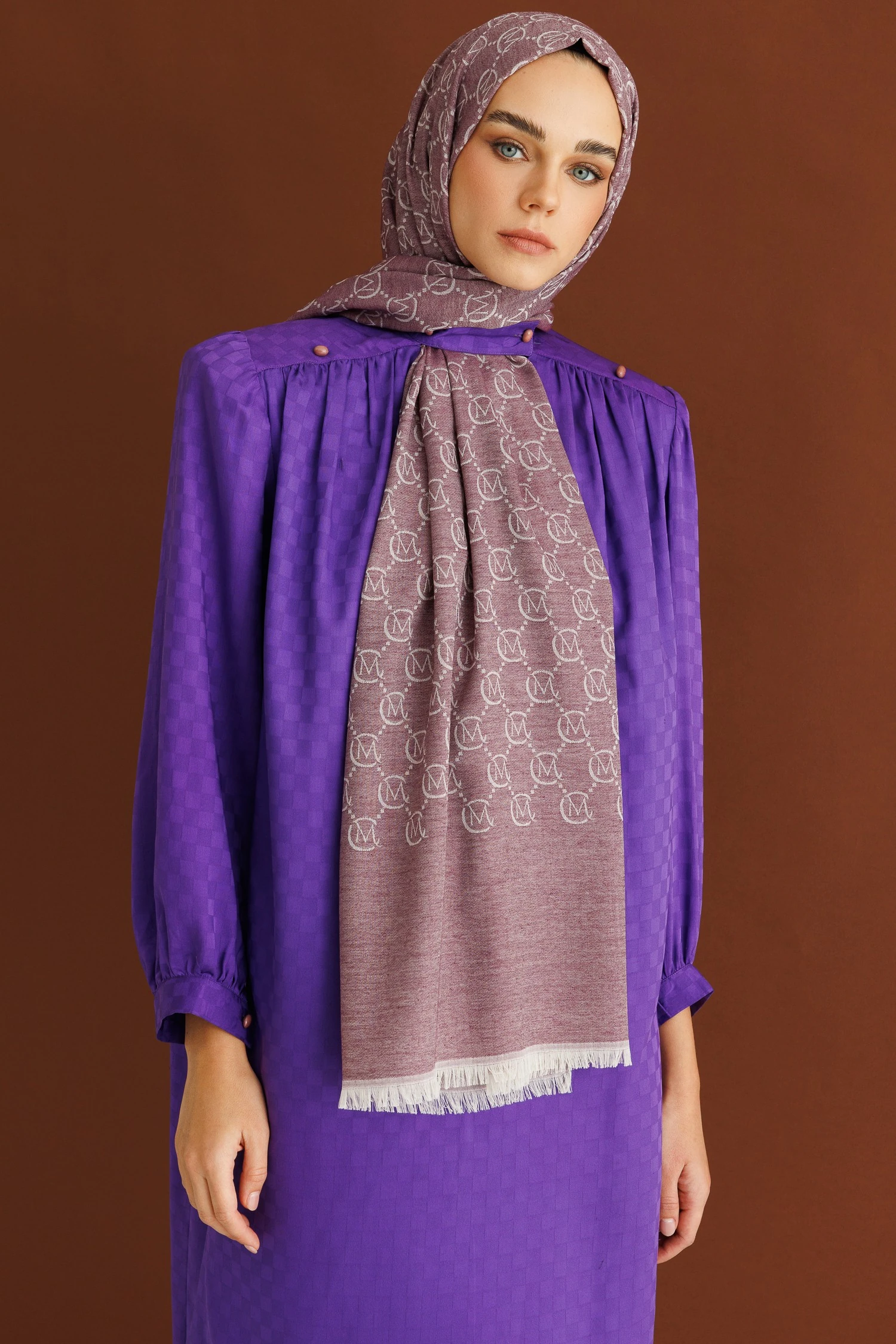 Toptan Yün İpek Şal - leylak