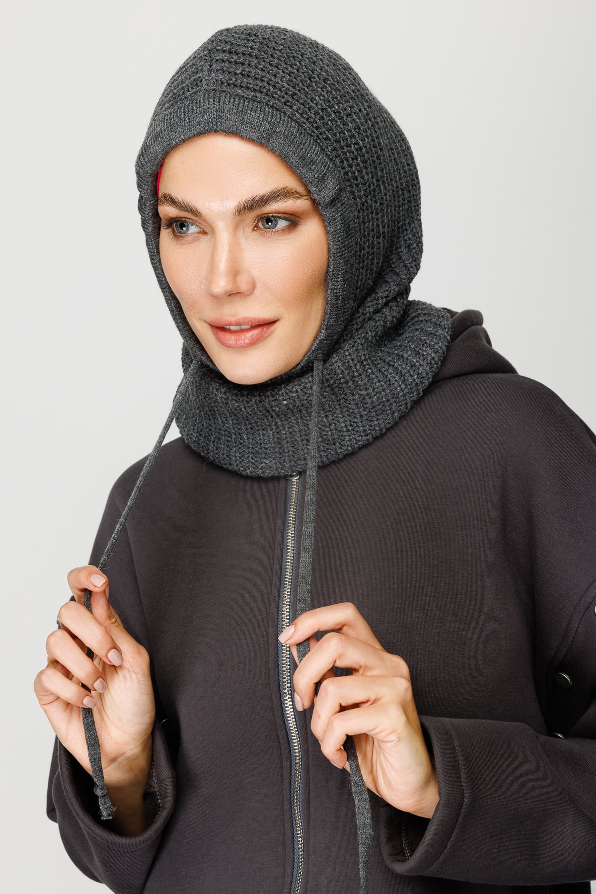 Toptan Balaclava Triko Başlık - Füme