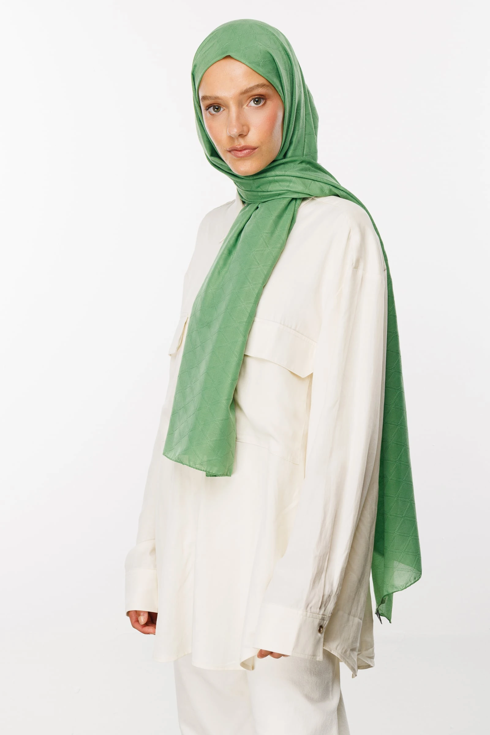 Bamboo Jacquard Shawl - Aqua Green