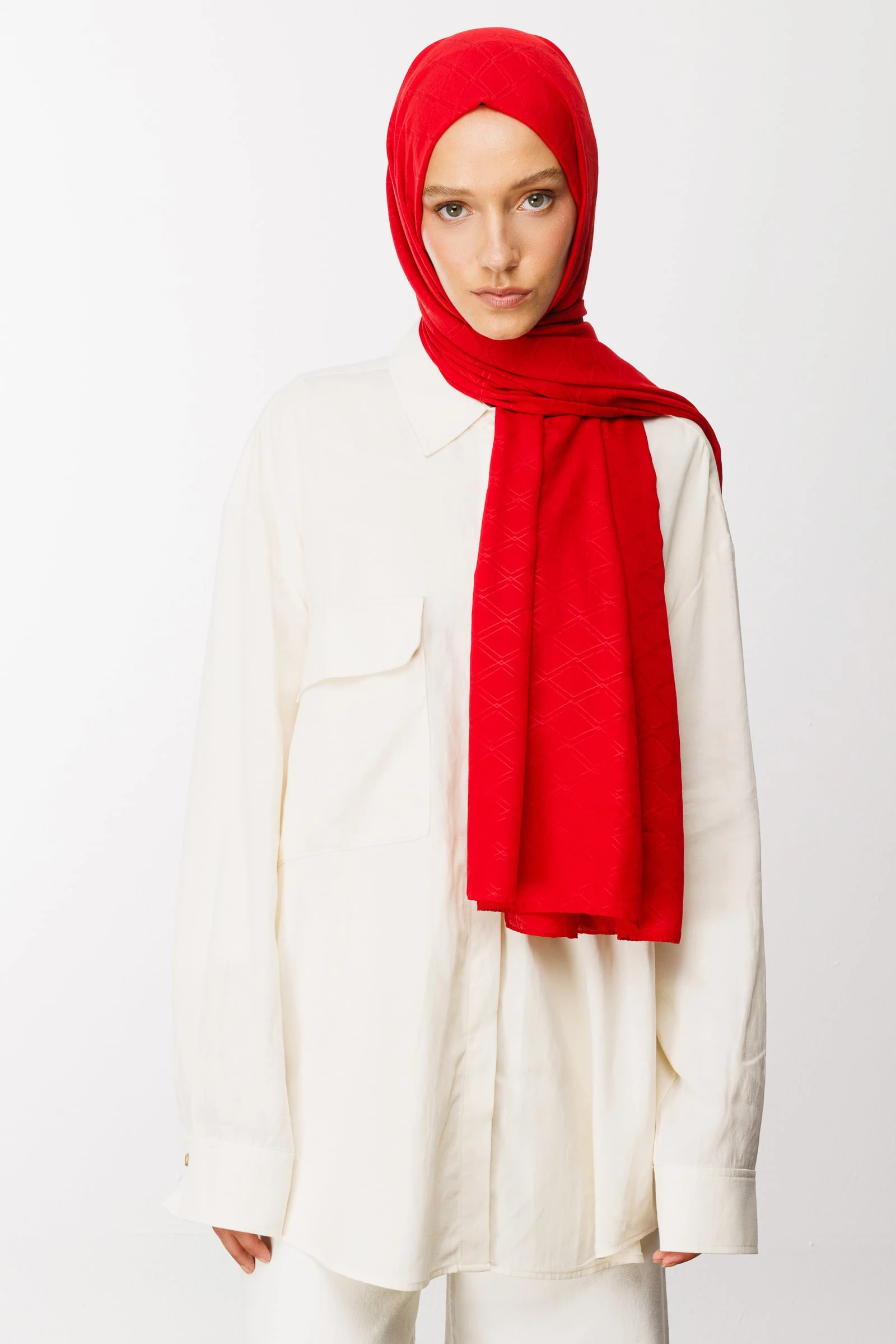 Bamboo Jacquard Shawl - Red