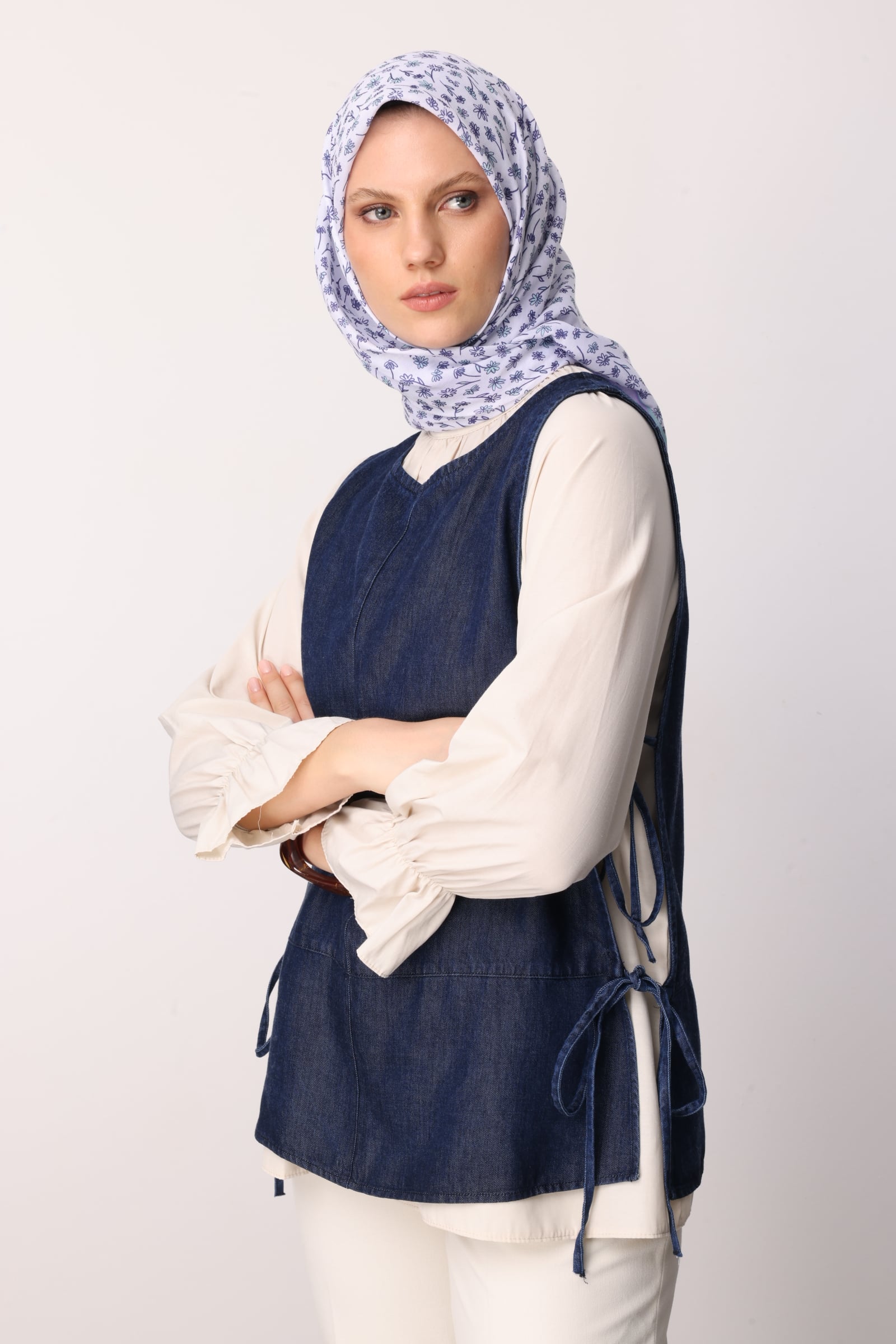 Toptan Minor Desen Pamuk Eşarp - Lila