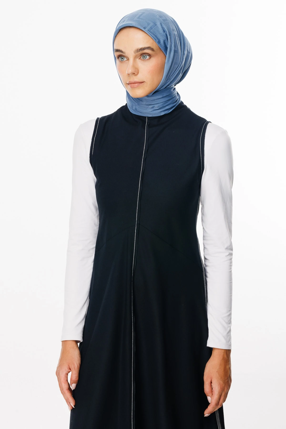 Toptan Viora Desen İpeksi Jakar Eşarp - Gök Mavisi