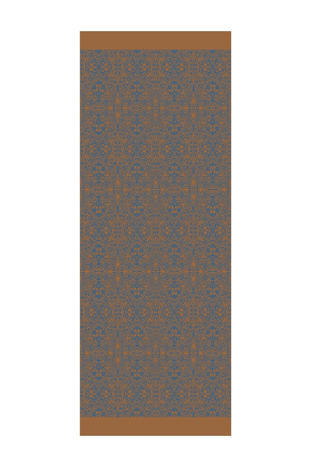 Toptan Morocco Desen Çift Taraflı Şal - Petrol Mavisi-Turuncu