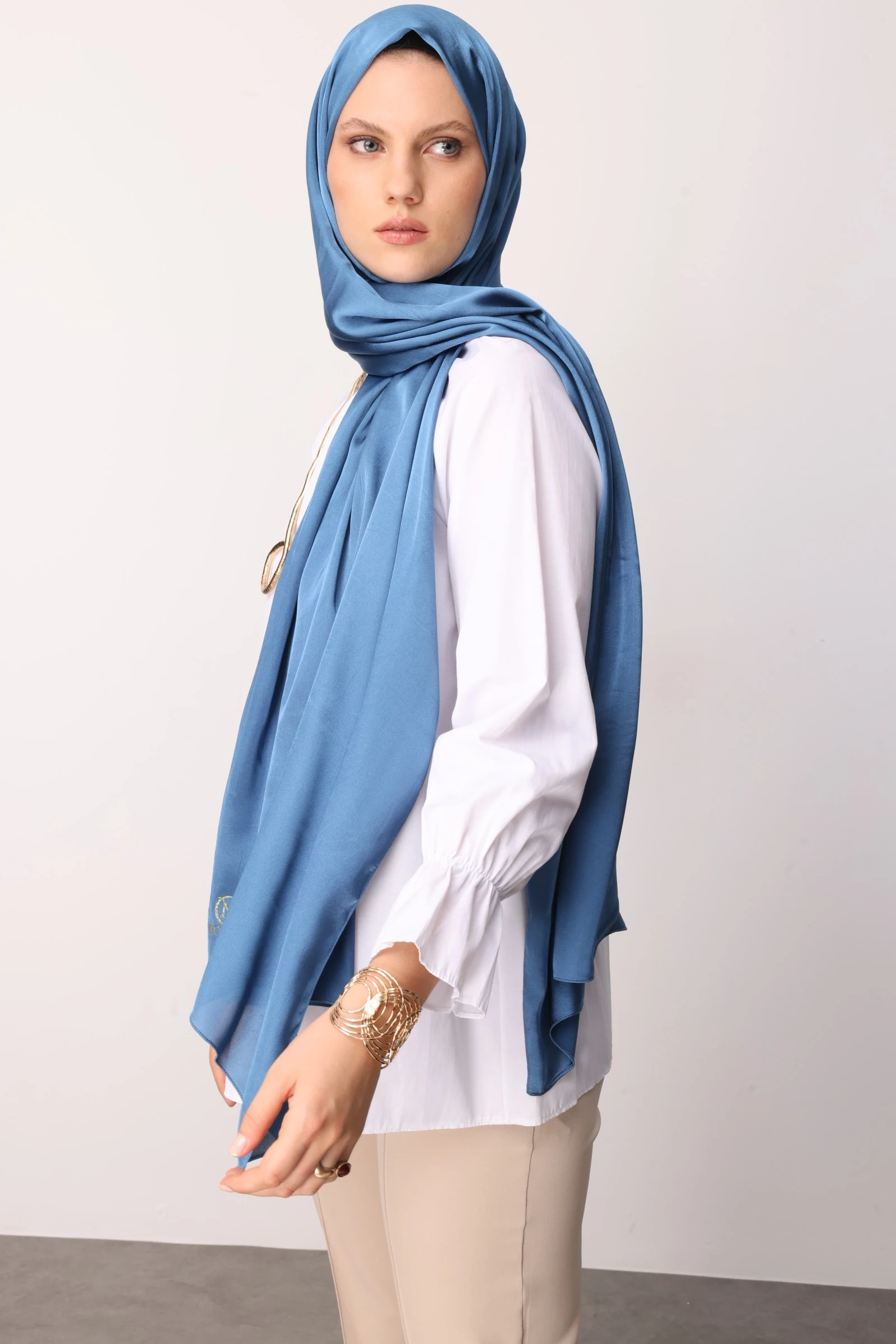 Toptan Diamond Aura Şal - Gök Mavisi
